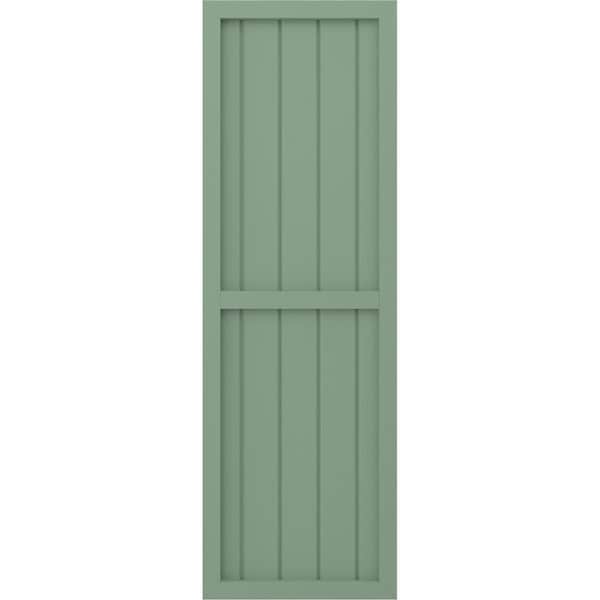 Ekena Millwork Americraft 5-Board Exterior Wood 2 Equal Panel Framed Board-n-Batten Shutters, ARW101BF518X84TGH, PR - ARW101BF518X84TGH