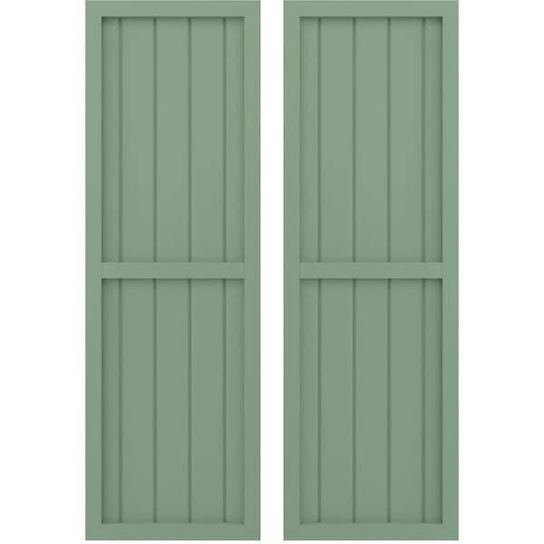 Ekena Millwork Americraft 5-Board Exterior Wood 2 Equal Panel Framed Board-n-Batten Shutters, ARW101BF518X84TGH, PR - ARW101BF518X84TGH