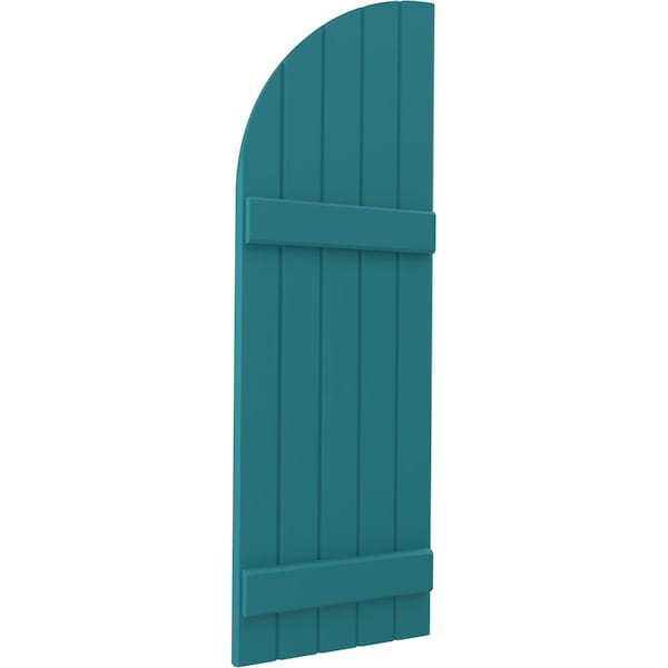Ekena Millwork Americraft 5-Board (2 Batten) Wood Joined Board-n-Batten Shutters w/ Arch Top, ARW101BQ518X57ANH, PR - ARW101BQ518X57ANH