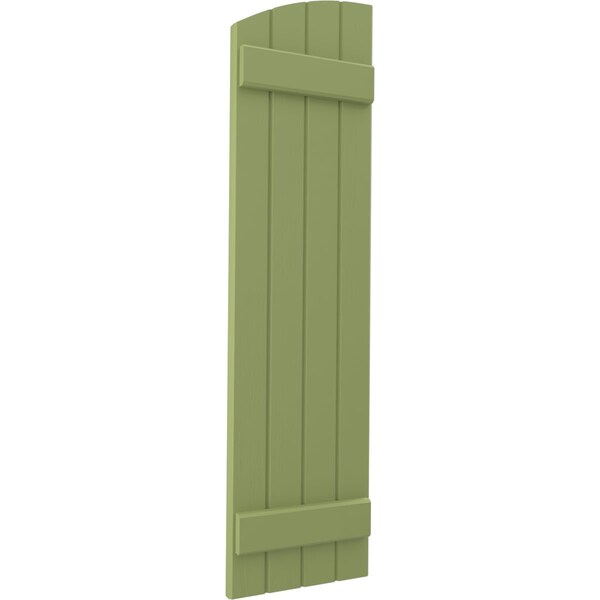 Ekena Millwork Americraft 4-Board (2 Batten) Wood Joined Board-n-Batten Shutters w/Ellipt Top, ARW101BE414X59MGH, PR - ARW101BE414X59MGH