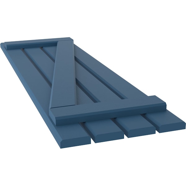 Ekena Millwork Americraft 4-Board (2 Batten) Wood Spaced Board-n-Batten Shutters w/ Z-Bar, ARW102SB415X71HBH, PR - ARW102SB415X71HBH