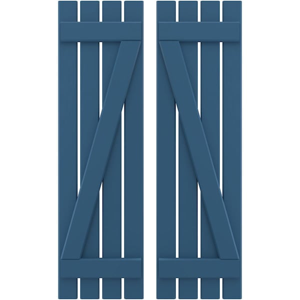 Ekena Millwork Americraft 4-Board (2 Batten) Wood Spaced Board-n-Batten Shutters w/ Z-Bar, ARW102SB415X71HBH, PR - ARW102SB415X71HBH