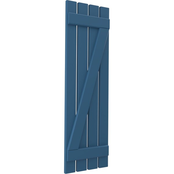 Ekena Millwork Americraft 4-Board (2 Batten) Wood Spaced Board-n-Batten Shutters w/ Z-Bar, ARW102SB415X71HBH, PR - ARW102SB415X71HBH