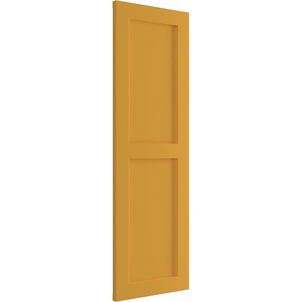 Ekena Millwork True Fit PVC Two Equal Flat Panel Shutters, Turmeric, 18W x 76H, PR - TFP101FPF18X076TU