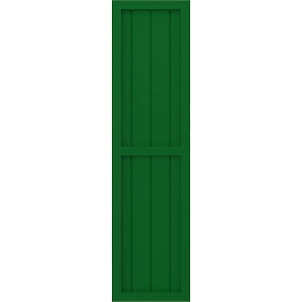 Ekena Millwork Americraft 4-Board Exterior Wood 2 Equal Panel Framed Board-n-Batten Shutters, ARW101BF414X63HGH, PR - ARW101BF414X63HGH