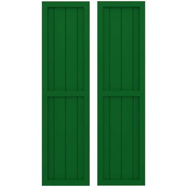 Ekena Millwork Americraft 4-Board Exterior Wood 2 Equal Panel Framed Board-n-Batten Shutters, ARW101BF414X63HGH, PR - ARW101BF414X63HGH