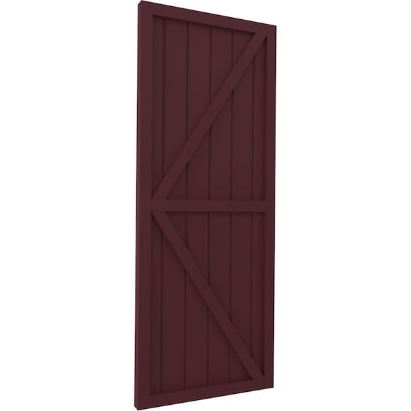 Ekena Millwork Americraft 6-Board Wood 2 Equal Panel Frmd Board-n-Batten Shutters w/Dubl Z-Bar, ARW102BF621X44WRH, PR - ARW102BF621X44WRH