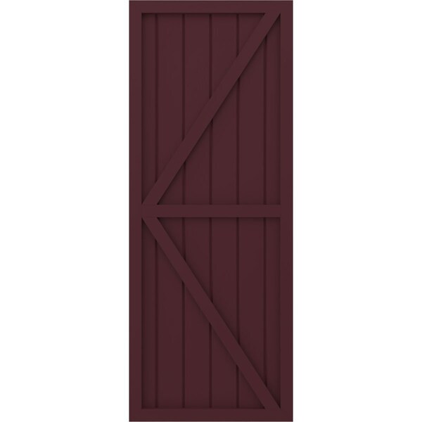 Ekena Millwork Americraft 6-Board Wood 2 Equal Panel Frmd Board-n-Batten Shutters w/Dubl Z-Bar, ARW102BF621X44WRH, PR - ARW102BF621X44WRH