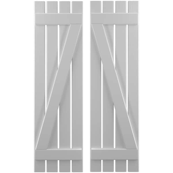 Ekena Millwork Americraft 4-Board (2 Batten) Wood Spaced Board-n-Batten Shutters w/ Z-Bar, ARW102SB415X58PRH - ARW102SB415X58PRH