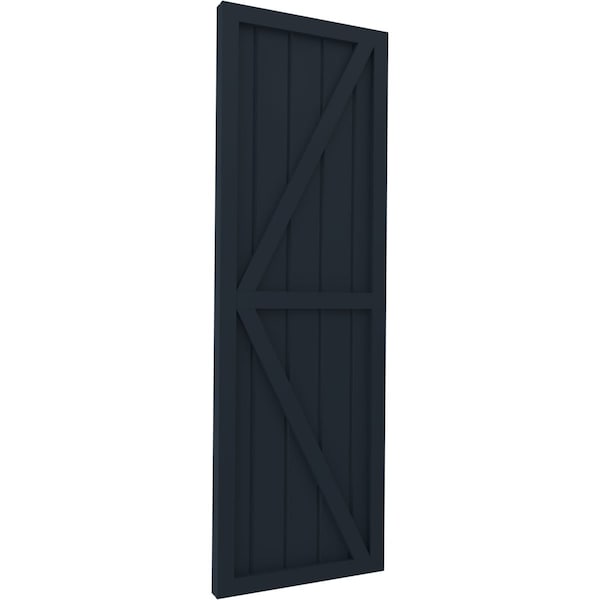 Ekena Millwork Americraft 5-Board Wood 2 Equal Panel Frmd Board-n-Batten Shutters w/Dubl Z-Bar, ARW102BF518X74OBH, PR - ARW102BF518X74OBH