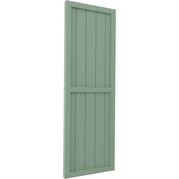 Ekena Millwork Americraft 5-Board Exterior Wood 2 Equal Panel Framed Board-n-Batten Shutters, ARW101BF518X40TGH, PR - ARW101BF518X40TGH