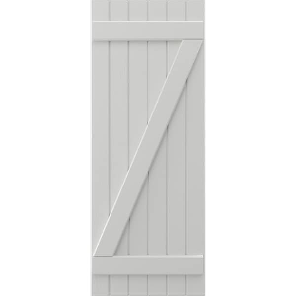 Ekena Millwork Americraft 6-Board (2 Batten) Wood Joined Board-n-Batten Shutters w/ Z-Bar, ARW102BB621X84STH, PR - ARW102BB621X84STH