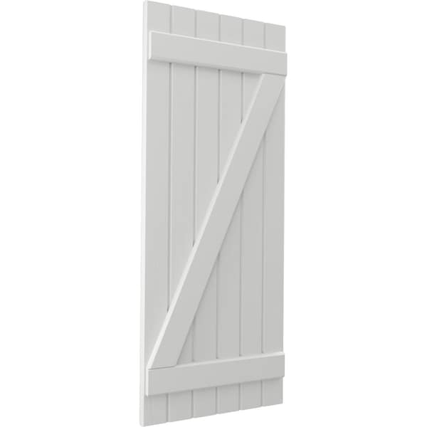 Ekena Millwork Americraft 6-Board (2 Batten) Wood Joined Board-n-Batten Shutters w/ Z-Bar, ARW102BB621X84STH, PR - ARW102BB621X84STH