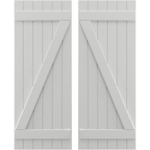 Ekena Millwork Americraft 6-Board (2 Batten) Wood Joined Board-n-Batten Shutters w/ Z-Bar, ARW102BB621X84STH, PR - ARW102BB621X84STH