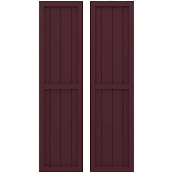 Ekena Millwork Americraft 4-Board Exterior Wood 2 Equal Panel Framed Board-n-Batten Shutters, ARW101BF414X73WRH, PR - ARW101BF414X73WRH