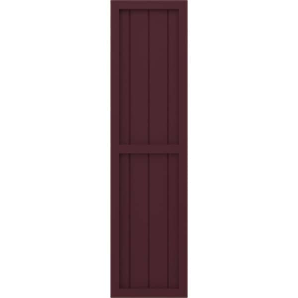 Ekena Millwork Americraft 4-Board Exterior Wood 2 Equal Panel Framed Board-n-Batten Shutters, ARW101BF414X73WRH, PR - ARW101BF414X73WRH