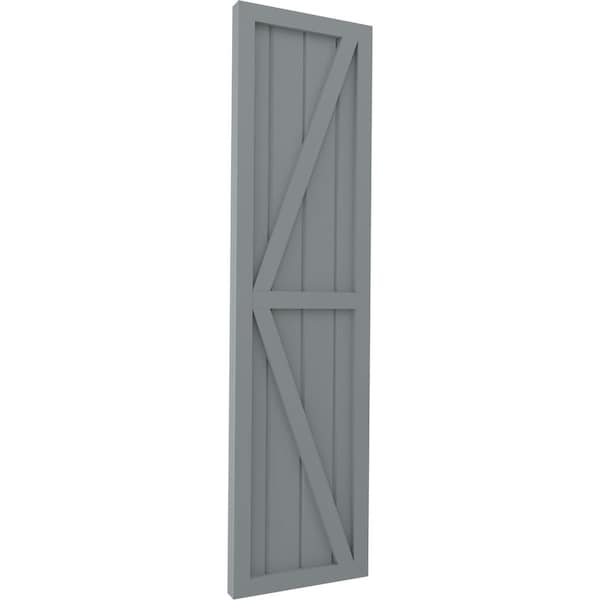 Ekena Millwork Americraft 4-Board Wood 2 Equal Panel Frmd Board-n-Batten Shutters w/Dubl Z-Bar, ARW102BF414X83CHH, PR - ARW102BF414X83CHH