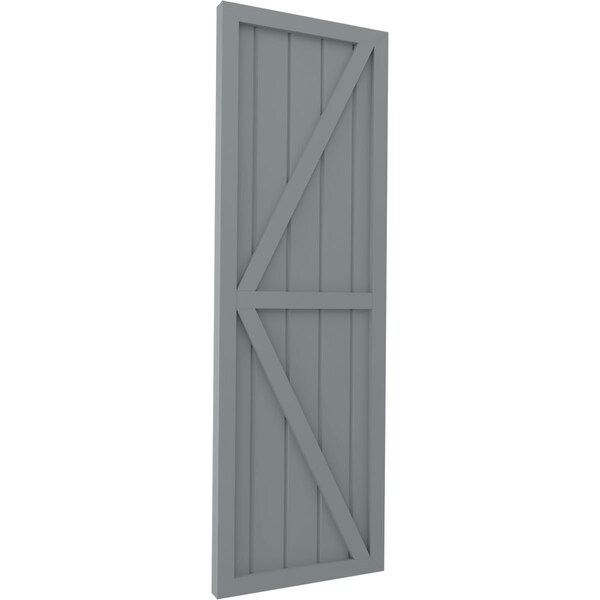 Ekena Millwork Americraft 5-Board Wood 2 Equal Panel Frmd Board-n-Batten Shutters w/Dubl Z-Bar, ARW102BF518X63CHH, PR - ARW102BF518X63CHH