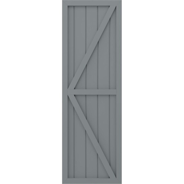 Ekena Millwork Americraft 5-Board Wood 2 Equal Panel Frmd Board-n-Batten Shutters w/Dubl Z-Bar, ARW102BF518X63CHH, PR - ARW102BF518X63CHH