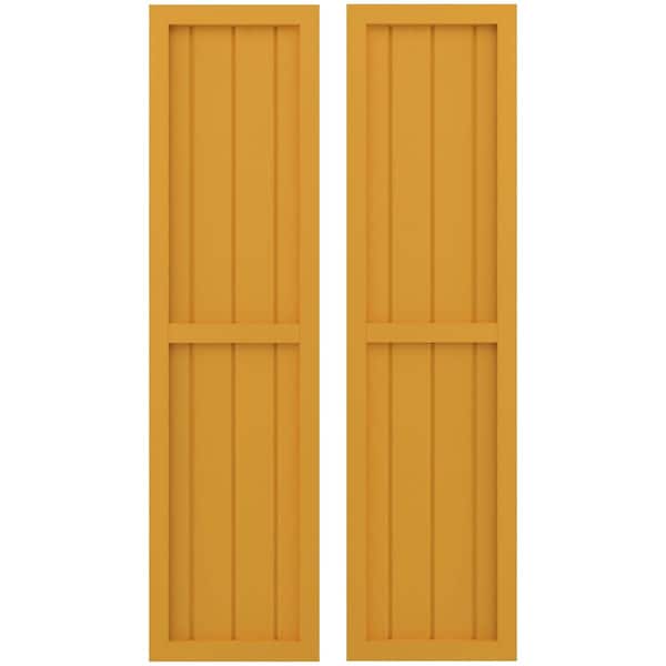 Ekena Millwork Americraft 4-Board Exterior Wood 2 Equal Panel Framed Board-n-Batten Shutters, ARW101BF414X60TUH, PR - ARW101BF414X60TUH