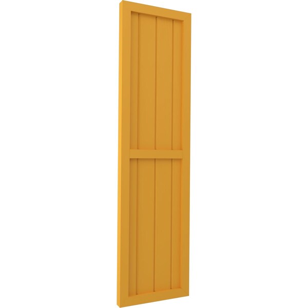 Ekena Millwork Americraft 4-Board Exterior Wood 2 Equal Panel Framed Board-n-Batten Shutters, ARW101BF414X60TUH, PR - ARW101BF414X60TUH