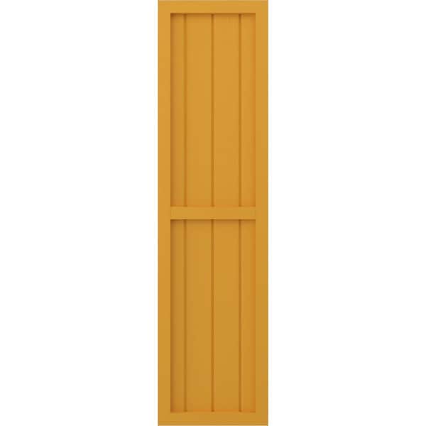 Ekena Millwork Americraft 4-Board Exterior Wood 2 Equal Panel Framed Board-n-Batten Shutters, ARW101BF414X60TUH, PR - ARW101BF414X60TUH