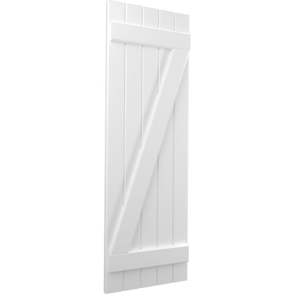 Ekena Millwork Americraft 5-Board (2 Batten) Wood Joined Board-n-Batten Shutters w/ Z-Bar, ARW102BB518X49WHH, PR - ARW102BB518X49WHH