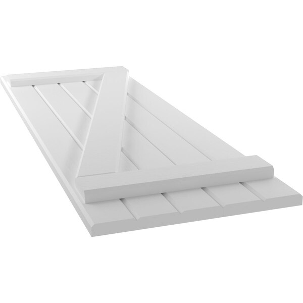 Ekena Millwork Americraft 5-Board (2 Batten) Wood Joined Board-n-Batten Shutters w/ Z-Bar, ARW102BB518X49WHH, PR - ARW102BB518X49WHH