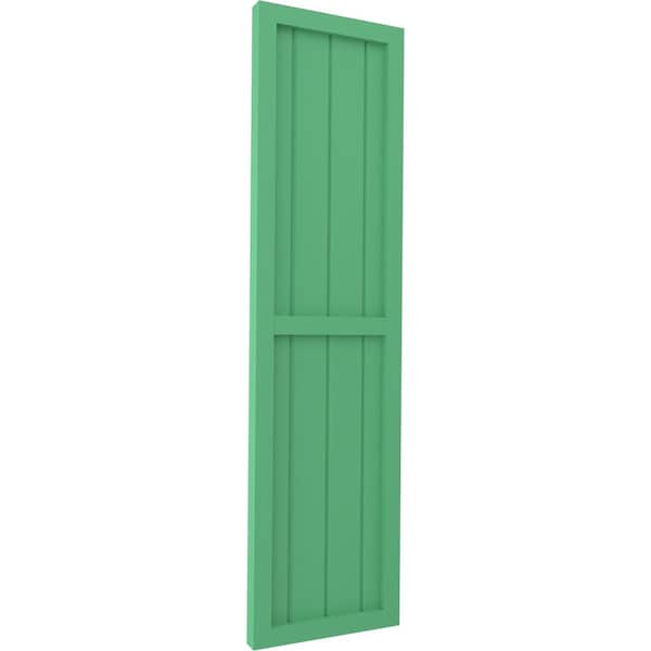 Ekena Millwork Americraft 4-Board Exterior Wood 2 Equal Panel Framed Board-n-Batten Shutters, ARW101BF414X47LPH, PR - ARW101BF414X47LPH