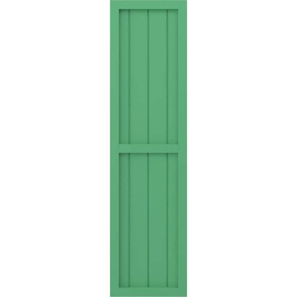 Ekena Millwork Americraft 4-Board Exterior Wood 2 Equal Panel Framed Board-n-Batten Shutters, ARW101BF414X47LPH, PR - ARW101BF414X47LPH