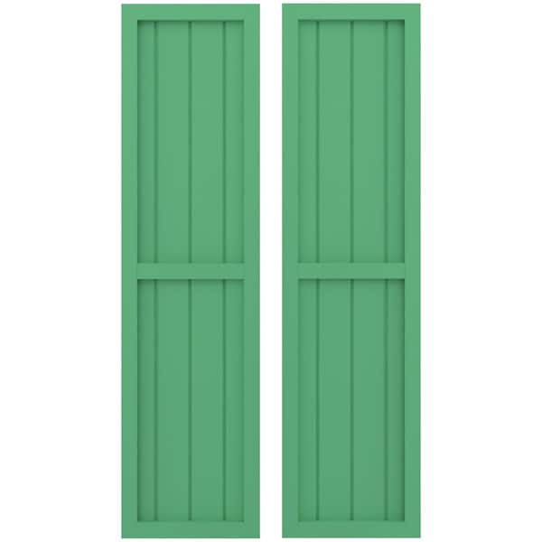 Ekena Millwork Americraft 4-Board Exterior Wood 2 Equal Panel Framed Board-n-Batten Shutters, ARW101BF414X47LPH, PR - ARW101BF414X47LPH