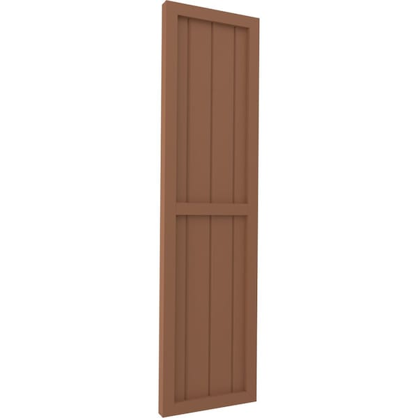 Ekena Millwork Americraft 4-Board Exterior Wood 2 Equal Panel Framed Board-n-Batten Shutters, ARW101BF414X43BTH, PR - ARW101BF414X43BTH
