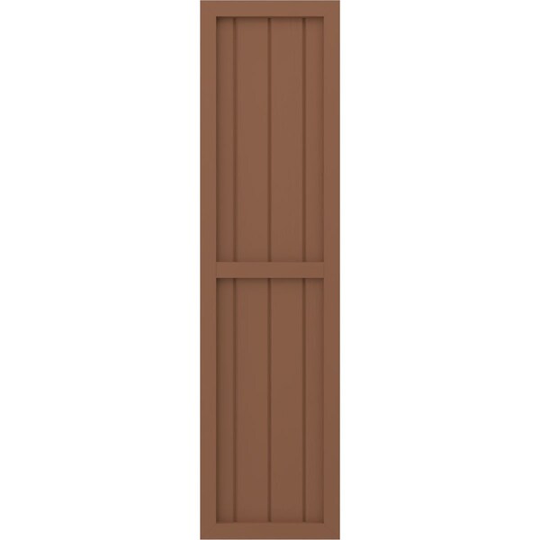 Ekena Millwork Americraft 4-Board Exterior Wood 2 Equal Panel Framed Board-n-Batten Shutters, ARW101BF414X43BTH, PR - ARW101BF414X43BTH
