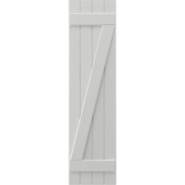 Ekena Millwork Americraft 4-Board (2 Batten) Wood Joined Board-n-Batten Shutters w/ Z-Bar, ARW102BB414X33STH, PR - ARW102BB414X33STH