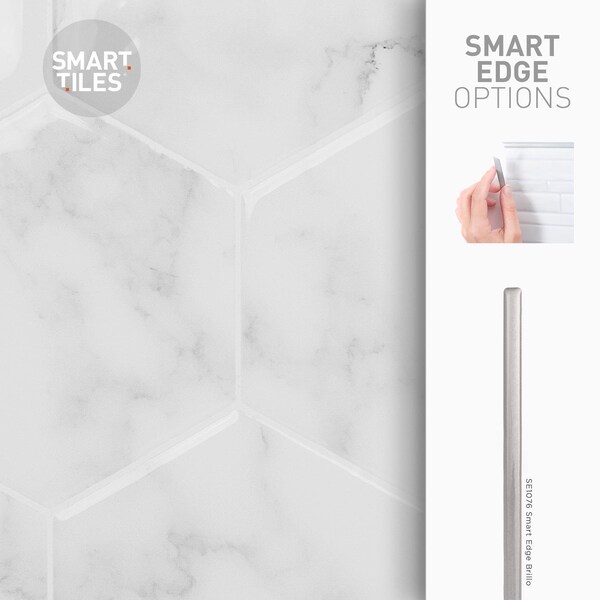 Smart Tiles Smart Tiles 9.56 in. W X 10.61 in. L White Glazed Vinyl Adhesive Wall Tile 4 pc - SM1190G-04-QG
