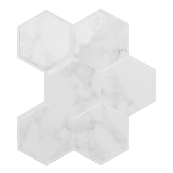 Smart Tiles Smart Tiles 9.56 in. W X 10.61 in. L White Glazed Vinyl Adhesive Wall Tile 4 pc - SM1190G-04-QG