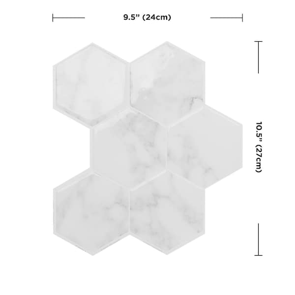 Smart Tiles Smart Tiles 9.56 in. W X 10.61 in. L White Glazed Vinyl Adhesive Wall Tile 4 pc - SM1190G-04-QG
