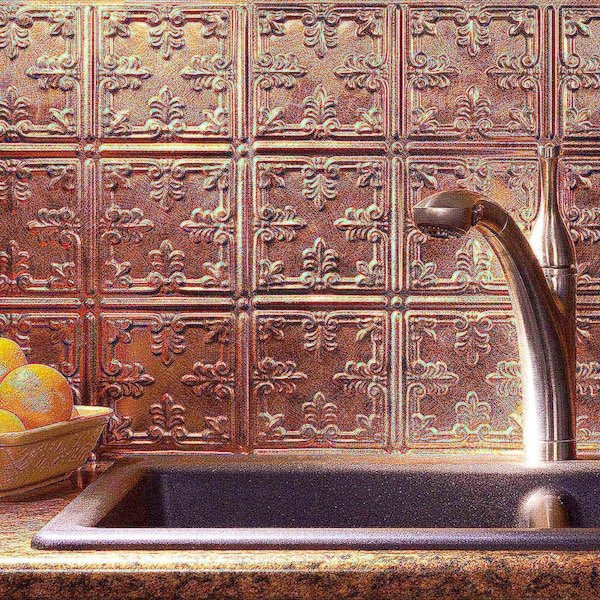 Fasade Fasade 18in x 24in Traditional 10 Antique Bronze Backsplash Panel 5pk - PB5731