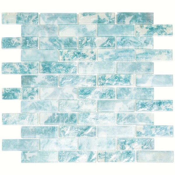 Apollo Tile Verre 11.7 in. x 11.7 in. Matte Blue Glass Mosaic Wall and Floor Tile 9.5 sq ft/case - 10 pack - SEA88BR06AQA