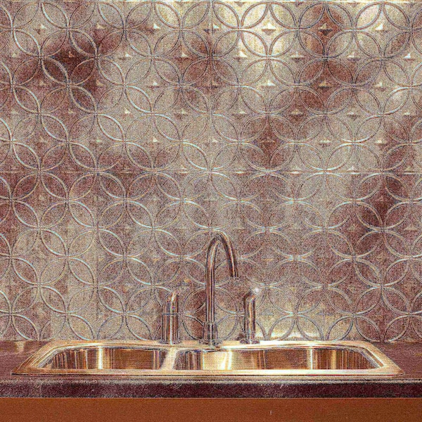 Fasade Fasade 18in x 24in Rings Crosshatch Silver Backsplash Panel 5pk - PB6121