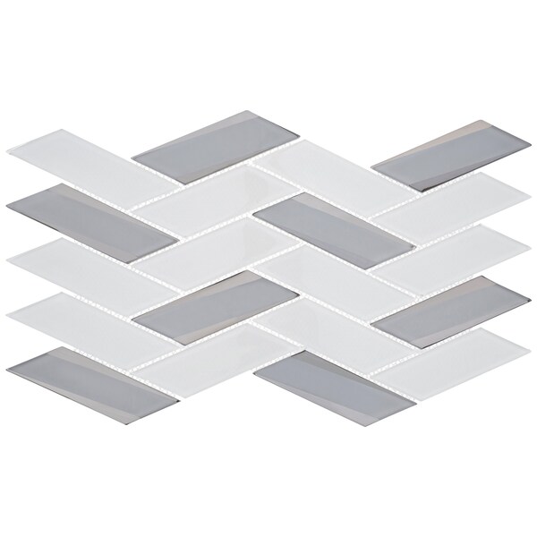 Andova Tiles SAMPLE Flight 2 x 425 Glass Herringbone  Chevron Mosaic Wall Tile - SAM-ANDFLI385