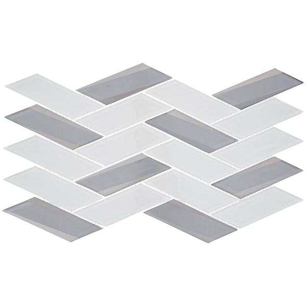 Andova Tiles SAMPLE Flight 2 x 425 Glass Herringbone  Chevron Mosaic Wall Tile - SAM-ANDFLI385