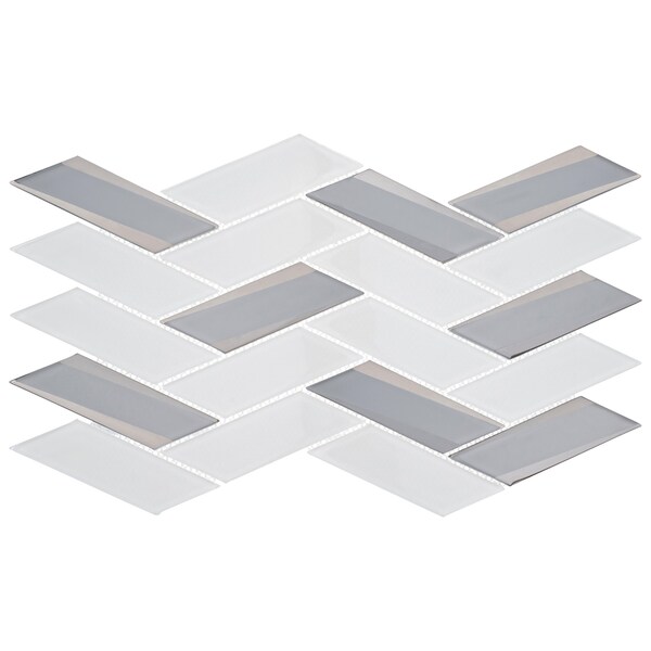 Andova Tiles SAMPLE Flight 2 x 425 Glass Herringbone  Chevron Mosaic Wall Tile - SAM-ANDFLI385