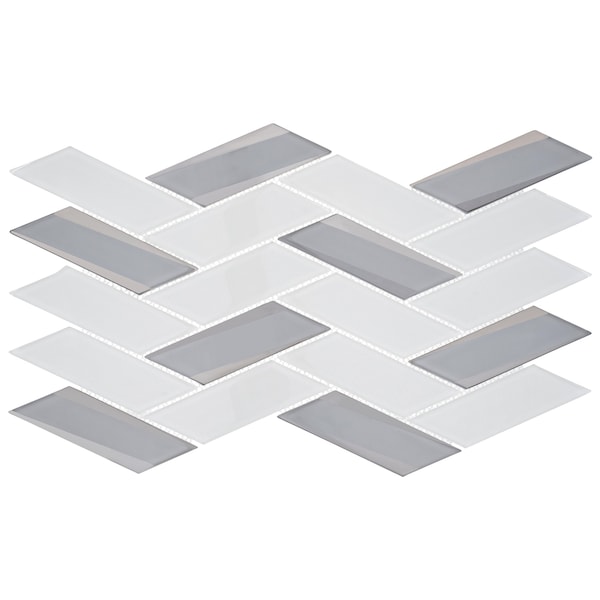 Andova Tiles SAMPLE Flight 2 x 425 Glass Herringbone  Chevron Mosaic Wall Tile - SAM-ANDFLI385