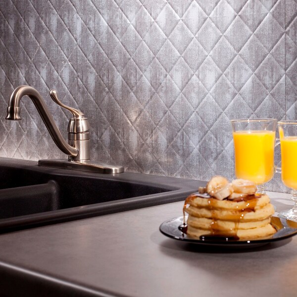 Fasade Fasade 18in x 24in Quilted Crosshatch Silver Backsplash Panel 5pk - PB5421