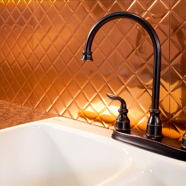 Fasade Fasade 18in x 24in Quilted Polished Copper Backsplash Panel 5pk - PB5425