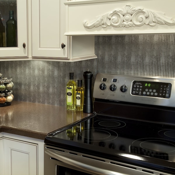 Fasade Fasade 18in x 24in Rib Crosshatch Silver Backsplash Panel 5pk - PB5221
