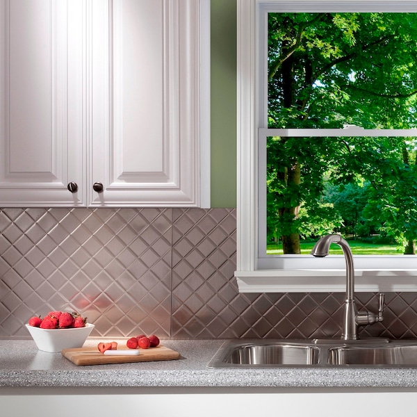 Fasade Fasade 18in x 24in Quilted Brushed Nickel Backsplash Panel 5pk - PB5429