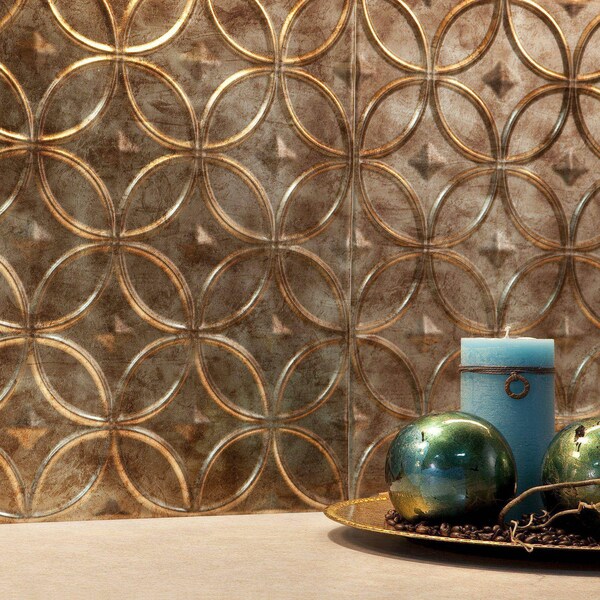 Fasade Fasade 18in x 24in Rings Bermuda Bronze Backsplash Panel 5pk - PB6117