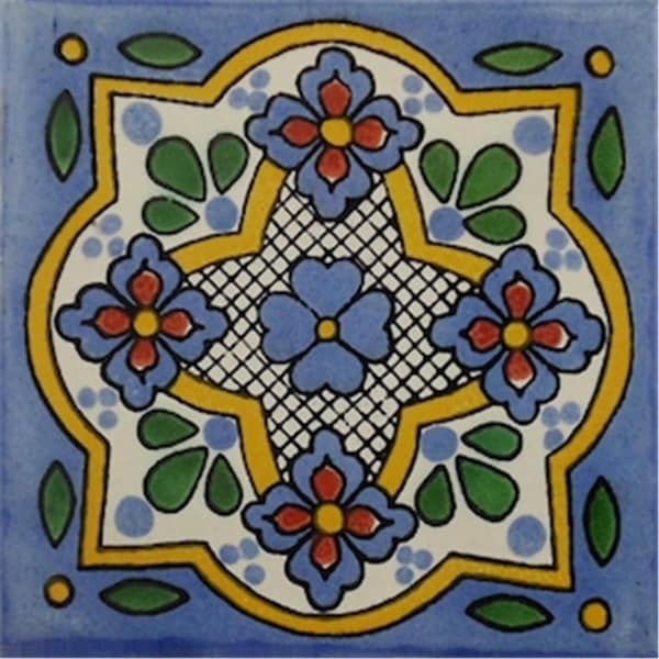 Talavera 6 x 6 in. Mexican Decorative Tiles, L124, 4PK - L124 6X6